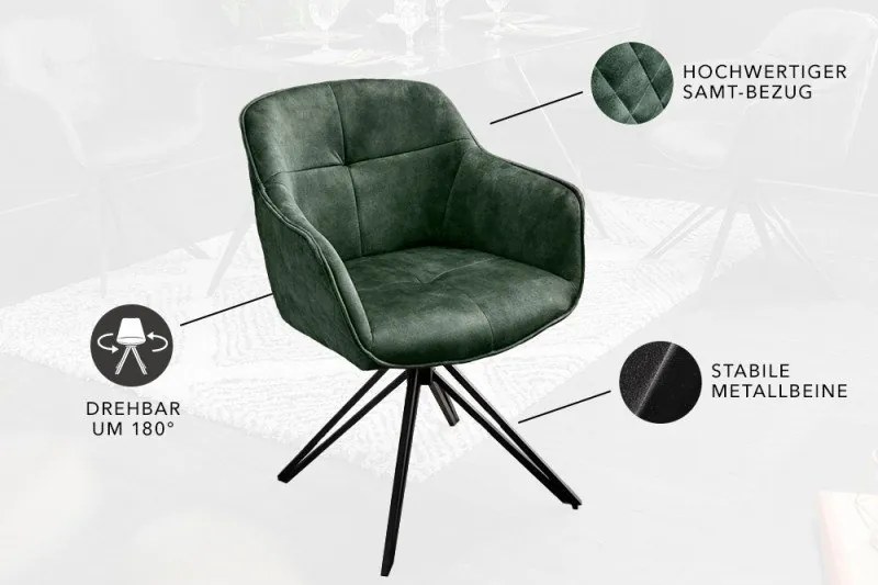 Set 2 scaune moderne pivotante Euphoria verde inchis