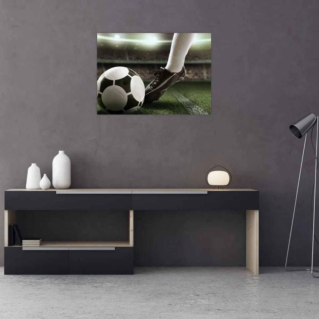Tablou pe sticlă - Minge de fotbal (70x50 cm)