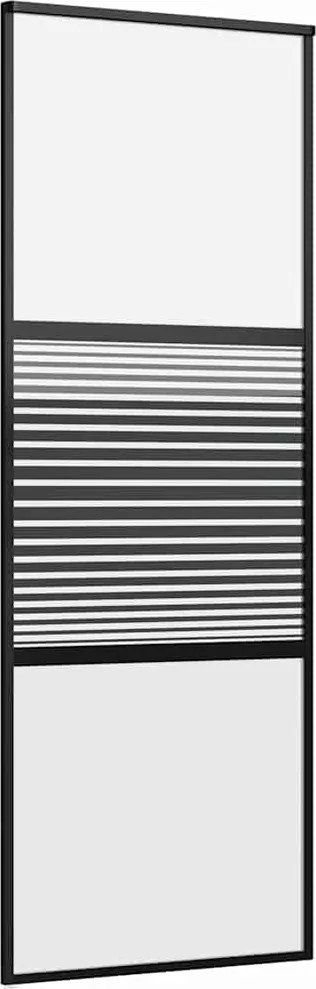vidaXL Ușă de sticlă Dungi Negru 90 x 2 x 205 cm Aluminiu