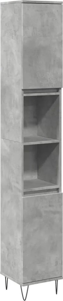 vidaXL Dulap de baie, gri beton, 30x30x190 cm, lemn prelucrat