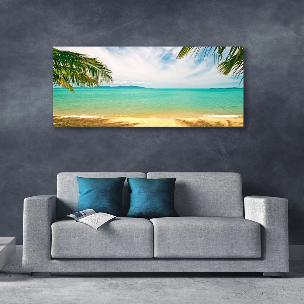 Tablou pe panza canvas Sea Beach Peisaj Albastru Galben