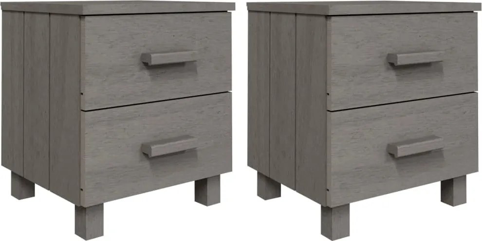 vidaXL Noptiere HAMAR, 2 buc, gri deschis, 40x35x44,5 cm, lemn masiv