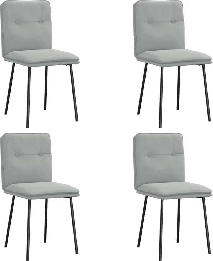 vidaXL Scaune de bucătărie, 4 buc., gri deschis, catifea