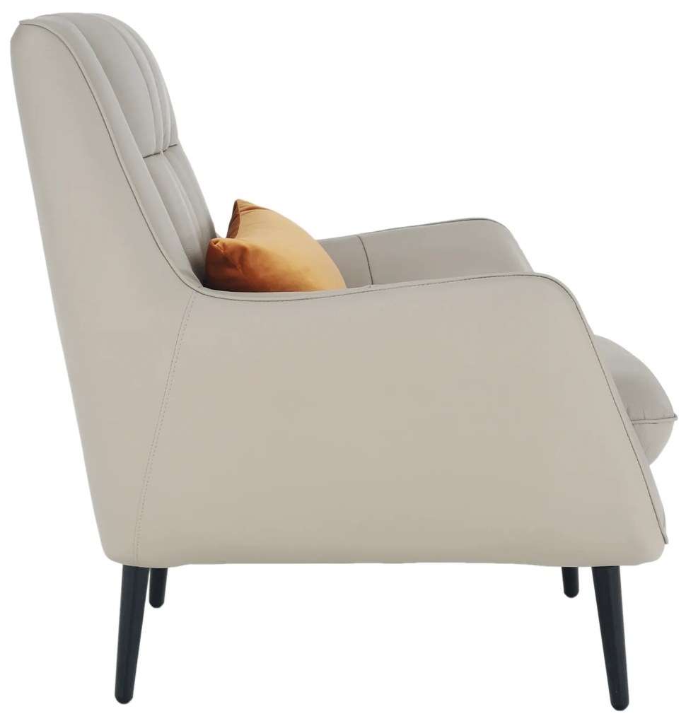Fotoliu design, piele / piele ecologică, gri deschis / negru, LINSY