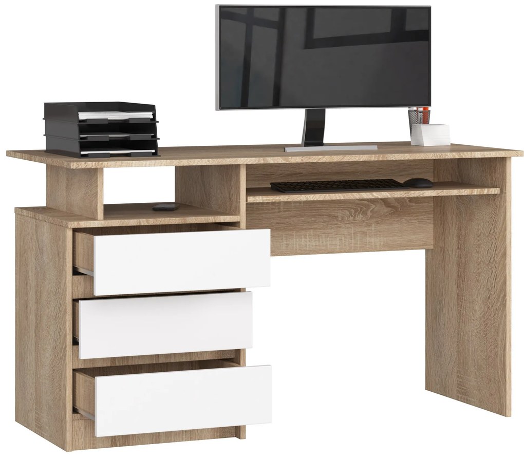 Masă PC Bronte (stejar sonoma + Alb). 1068703