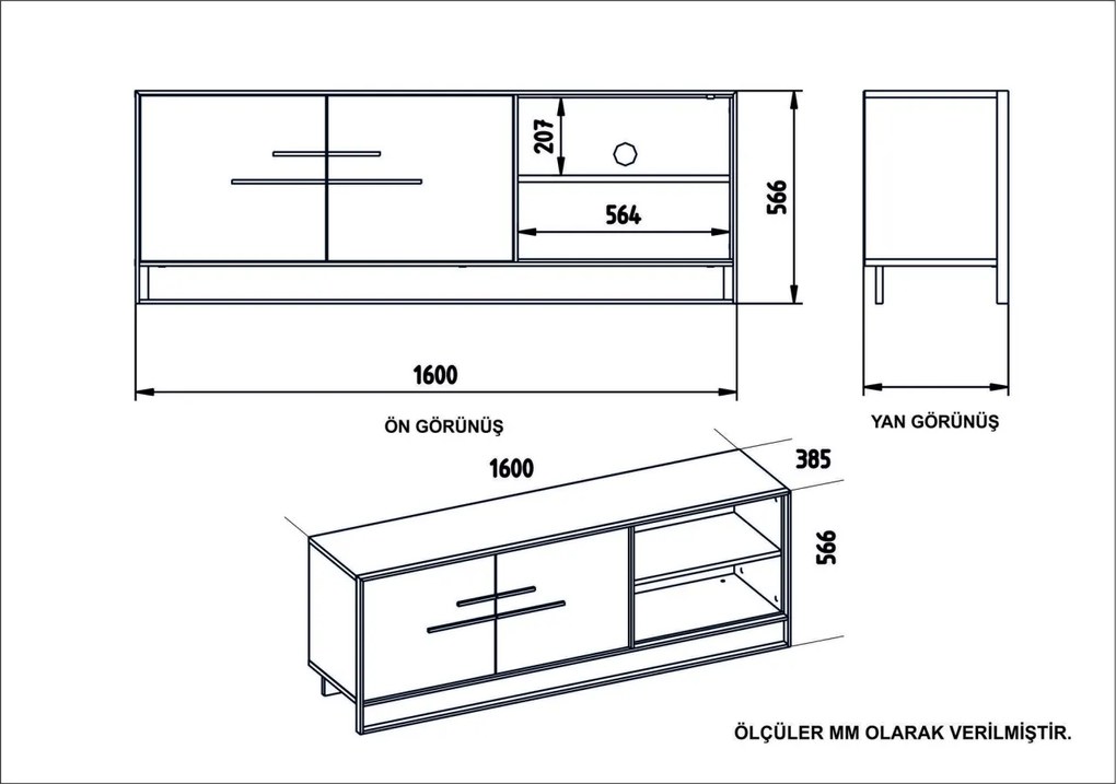 Consola TV Polka Auriu 160x56.6x38.5 cm