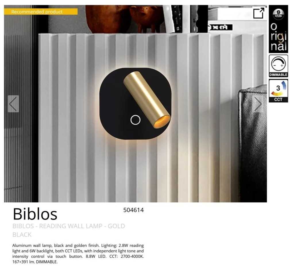 Aplica LED design modern Biblos negru, auriu