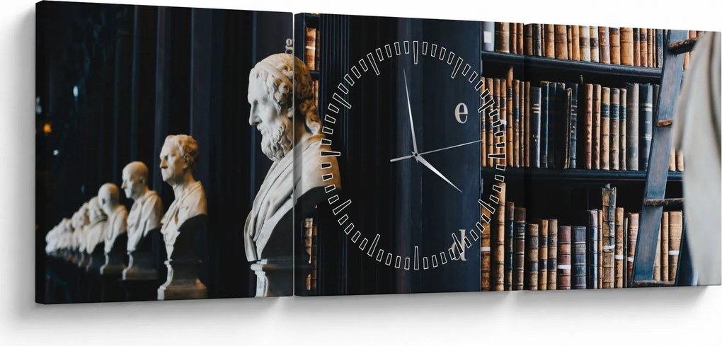 Tablou - La bibliotecă (cu ceas) (90x30 cm)