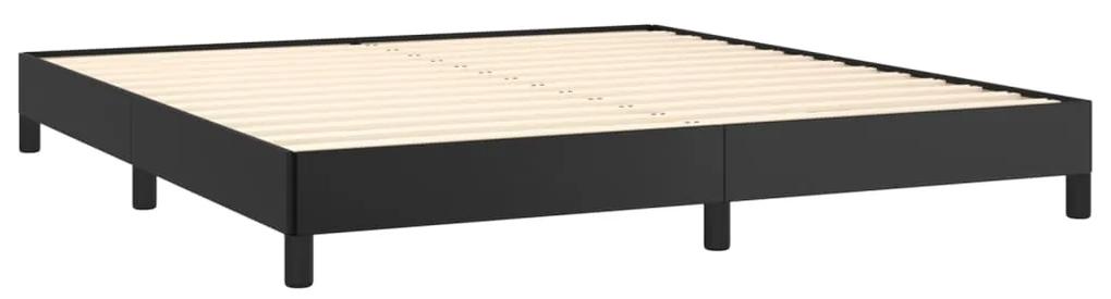 Pat box spring cu saltea, negru, 180x200 cm, piele ecologica Negru, 180 x 200 cm, Nasturi de tapiterie