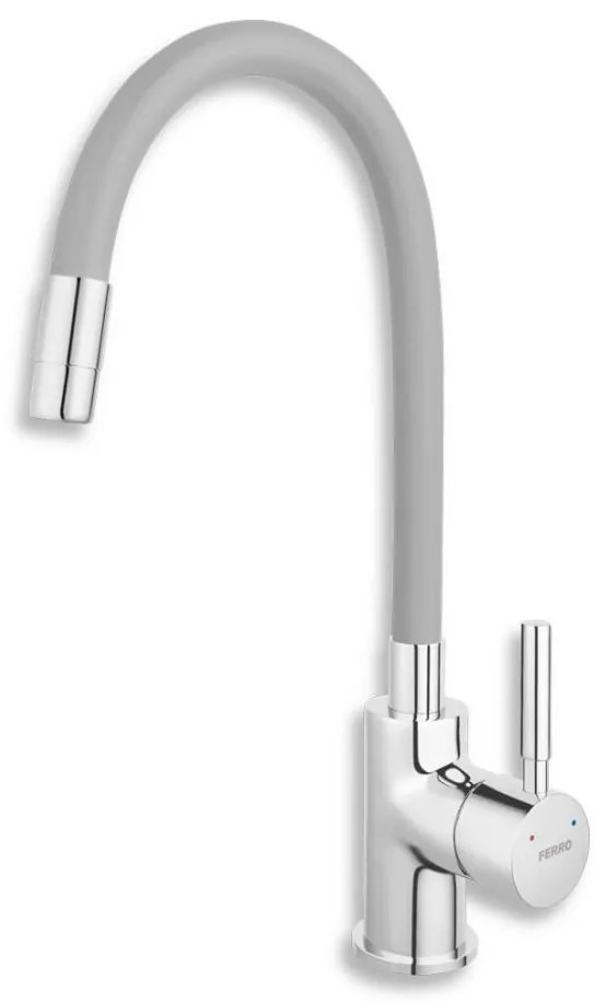 Baterie de chiuvetă cu pipă flexibilă FERRO crom lucios/gri