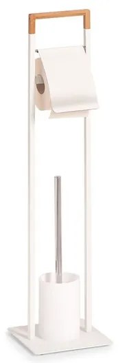 Set perie wc si suport hartie Zeller Orlen, metal, bambus, 19 x 19 x 74.5 cm
