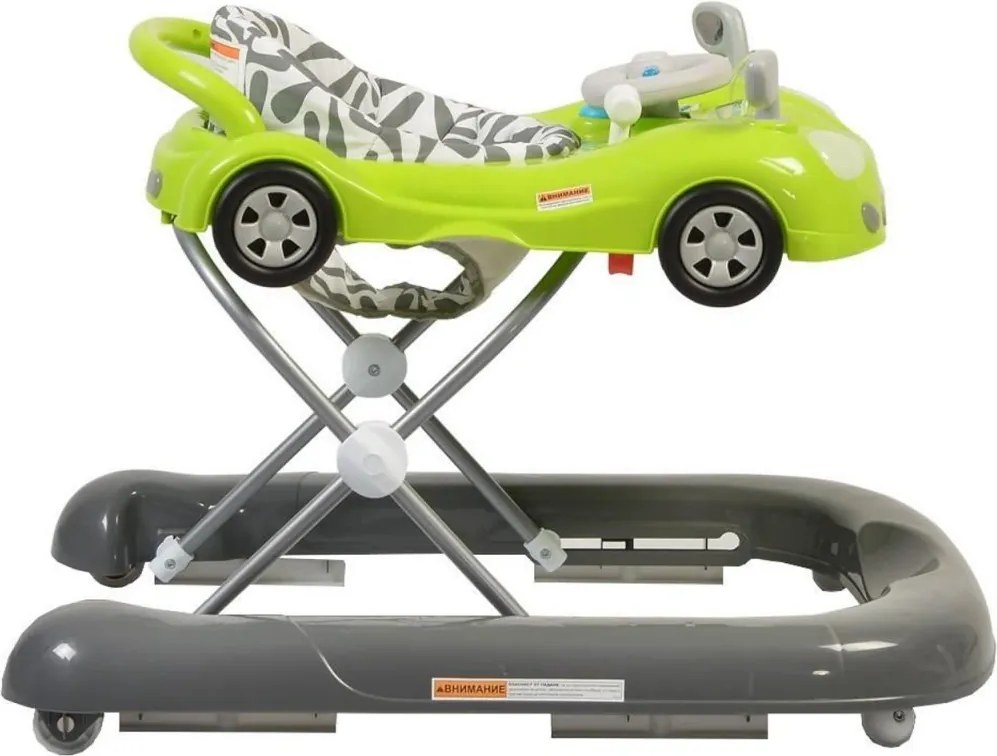 Premergator Reglabil in 3 Trepte NOVOKIDS™ Super Car , roti silentioase, Masinuta, Pliabil, 8 Roti, Cu Melodii si lumini, Cu Volan, Verde