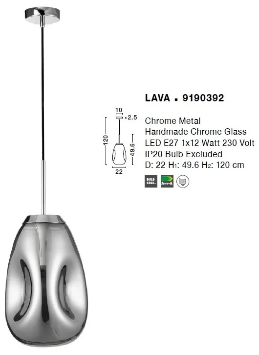 Lustra / Pendul design modern decorativ Lava crom NVL-9190392