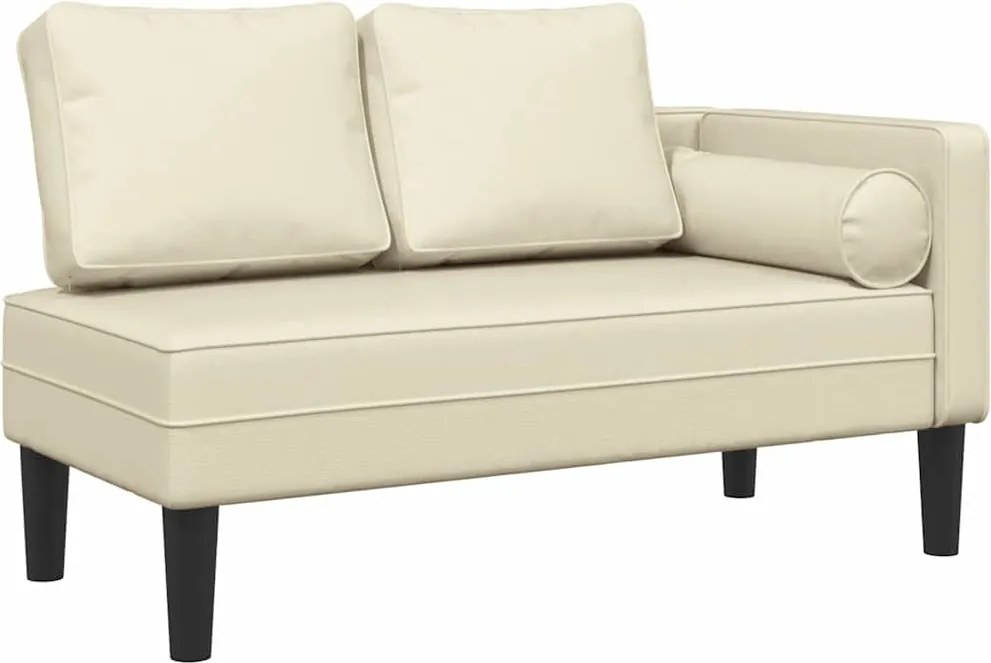 vidaXL Fotoliu șezlong cu perne, crem, piele ecologică