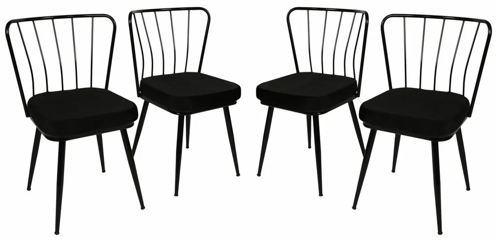 Set de scaune de sufragerie Yildiz Black, 4 buc., 4 buc