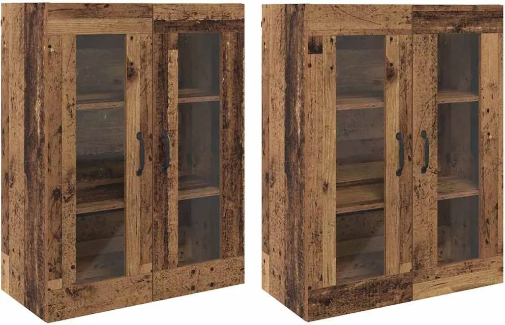 vidaXL Mobilier cu Montaj pe Perete 2 pcs Lemn vechi 69,5 x 34 x 90 cm