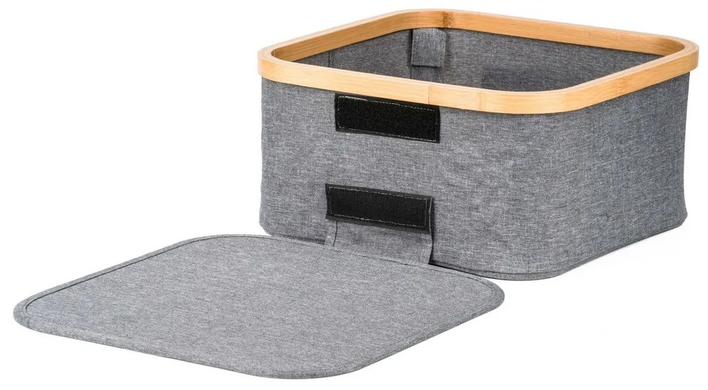 Cutie de depozitare G21 30 x 30 x 15 cm, dinbambus cu capac, gri