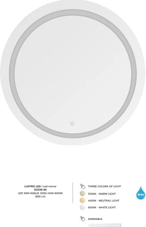 Oglinda baie cu iluminat LED IP44 Mirror LED 80cm