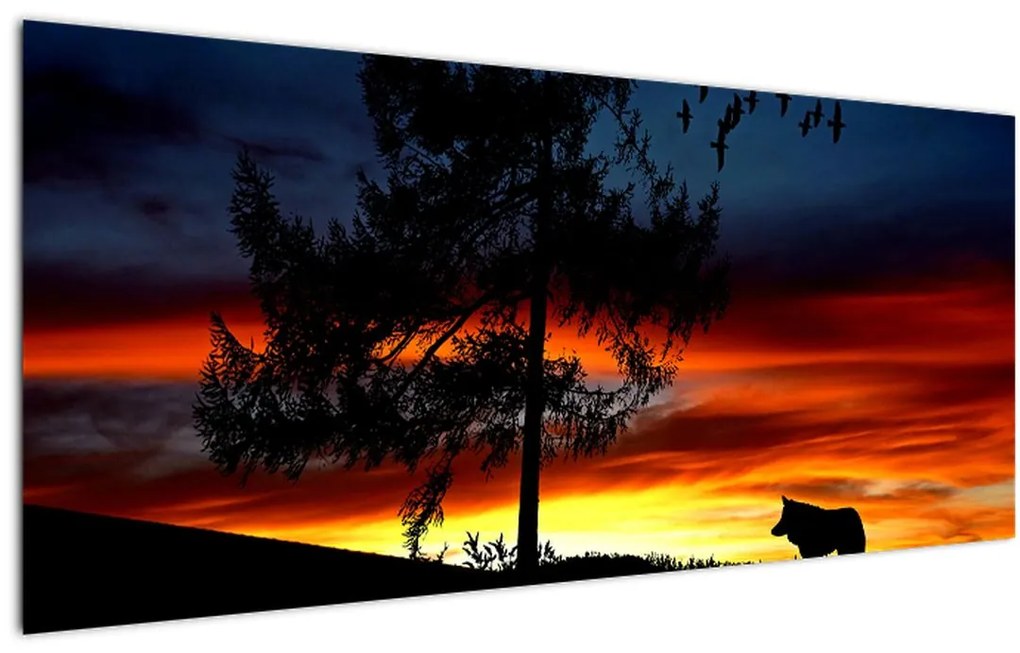 Tablou - Silueta unui lup (120x50 cm)