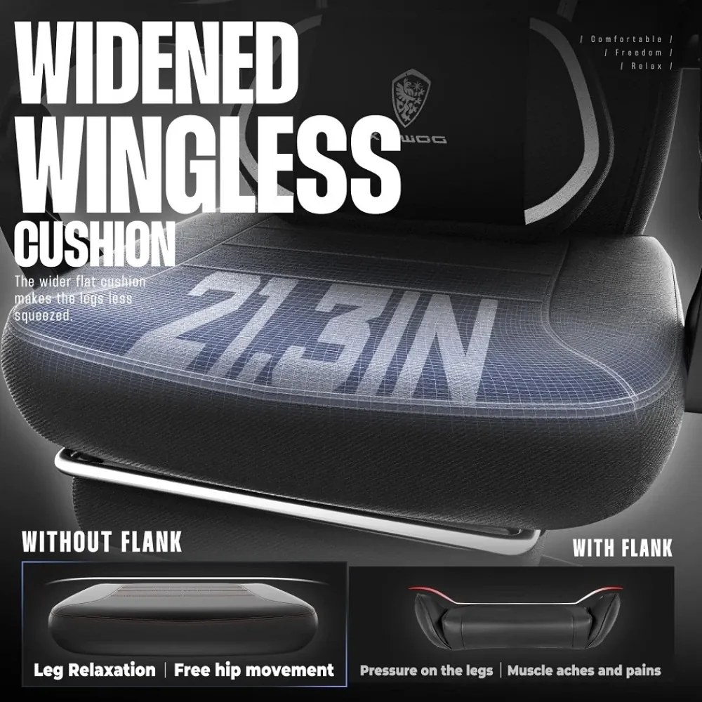 RESIGILAT- DOWINX Scaun gaming, ergonomic, suport lombar cu masaj, Șezut cu Arcuri Metalice și Spumă, Spătar înalt, rabatabil 90°-145°, Buzunar depozitare, Suport picioare, rezistent 150 kg, material textil respirabil, Negru