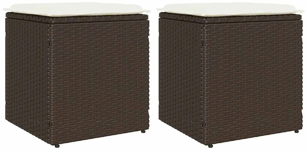 vidaXL Scaune de grădină cu perne 2 buc Maro 40x40x43 cm Poly Ratan