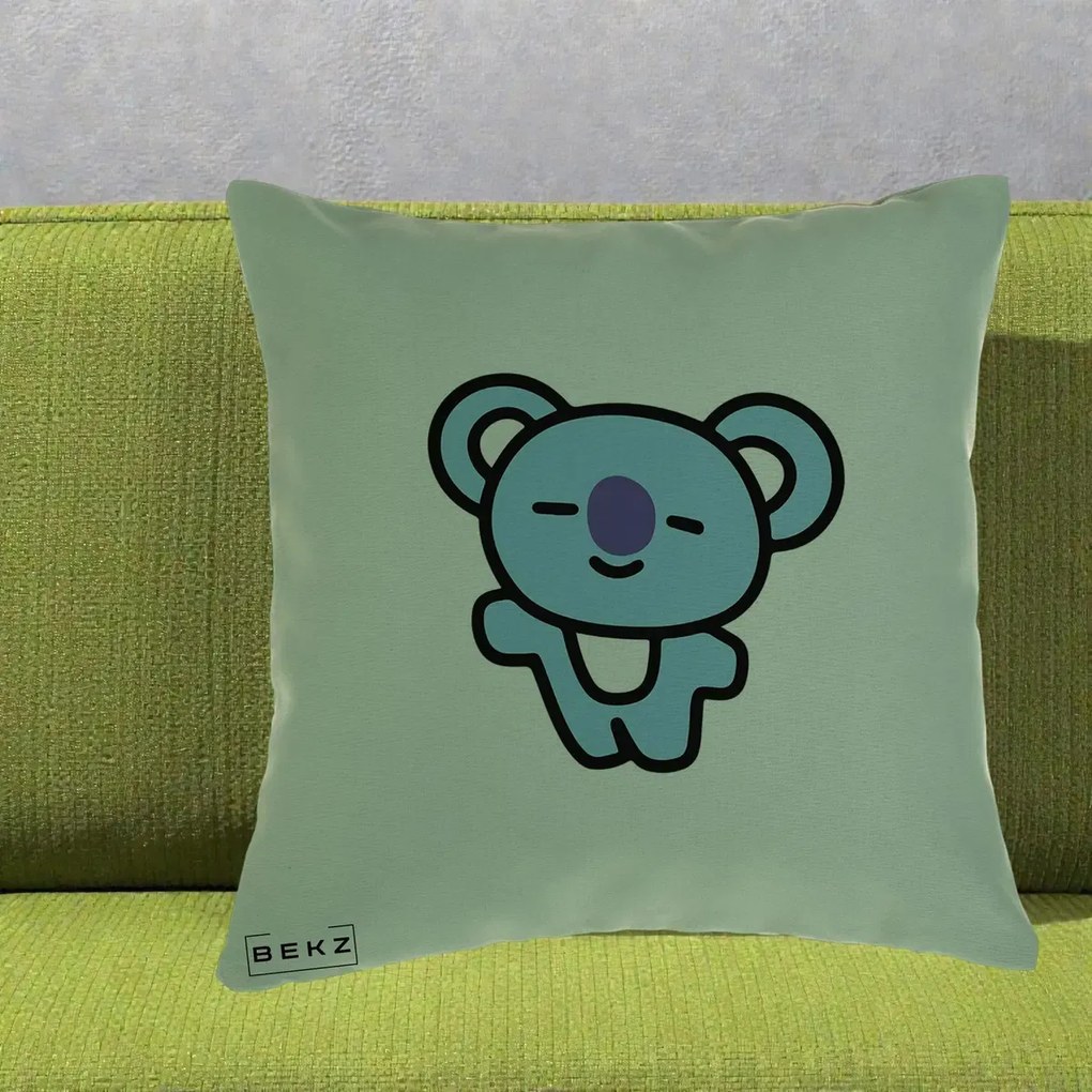 Perna Personalizata BT21 Koya Kawaii, 40x40 cm, Verde, Husa Detasabila, Perna Inclusa, BEKZ®