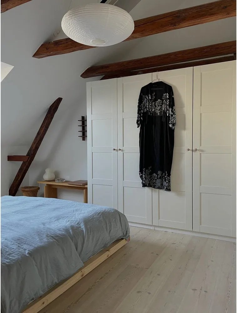 Pat matrimonial în culoare naturală din lemn masiv de pin cu somieră 140x200 cm Dock – Karup Design