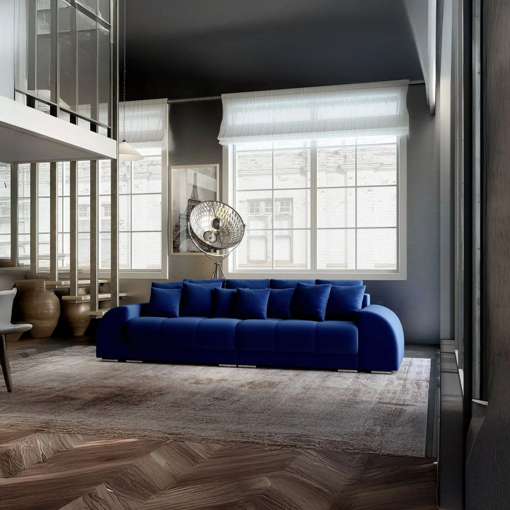 Canapea extensibilă dumonde cu 2 lăzi de depozitare si sezut confortabil din spuma high-density, Verona Royal Blue 310x100 cm