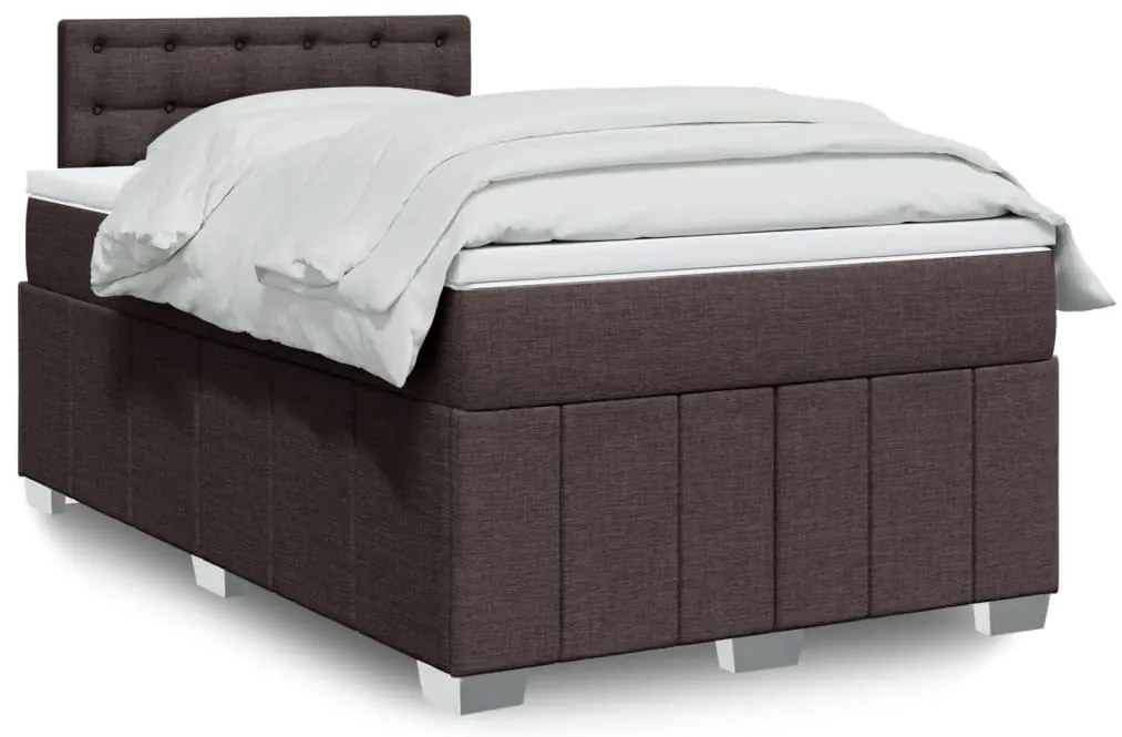vidaXL Pat box spring cu saltea, maro închis, 120x190 cm, textil