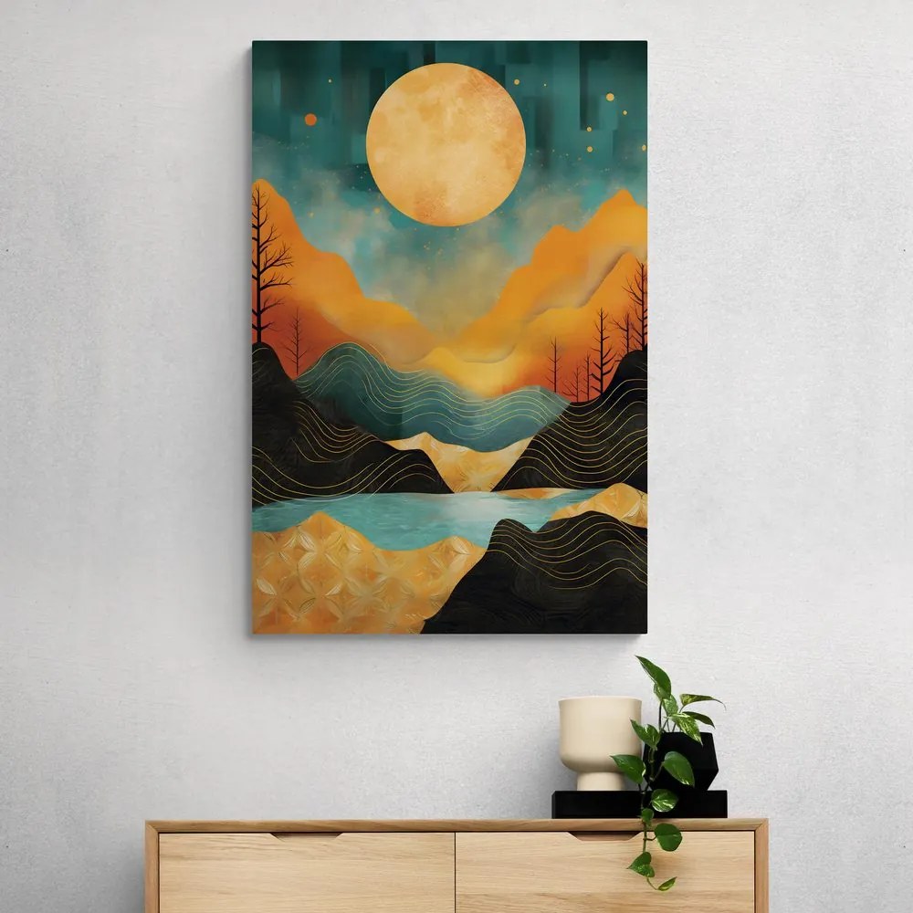 Tablou apus abstract cu tentă de lux