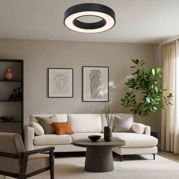 Rabalux 71361-LED Plafonieră CIRANO LED, 45W, 230V, 3000-6500K, Ø60 cm, negru, cu telecomandă