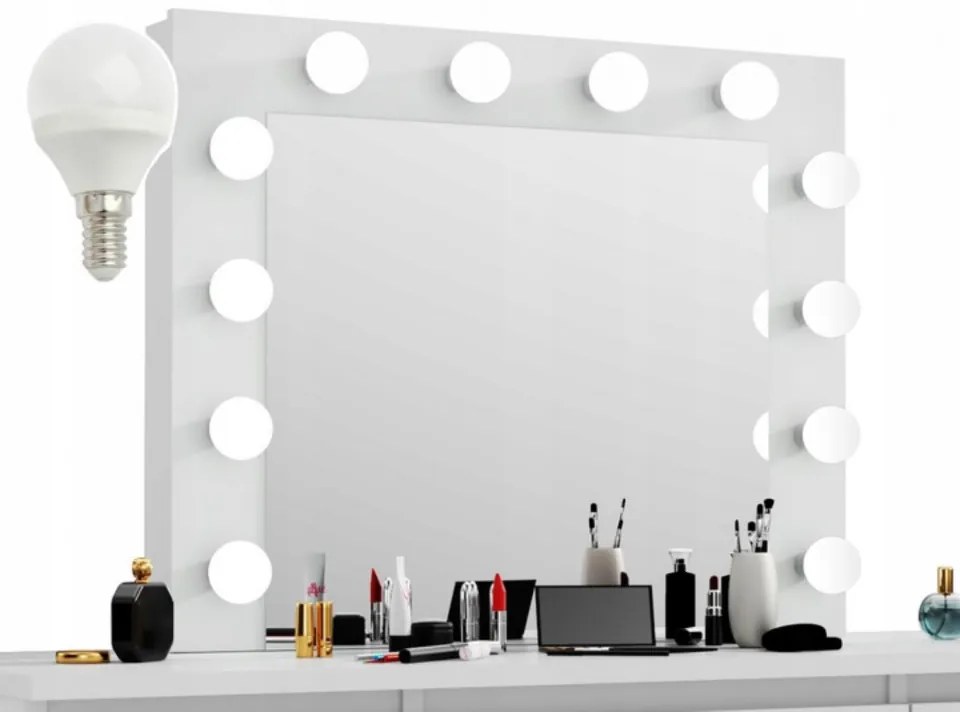 SEA537 - Set Masa toaleta cosmetica 120 cm machiaj oglinda masuta vanity, oglinda cu LED-uri - Alb