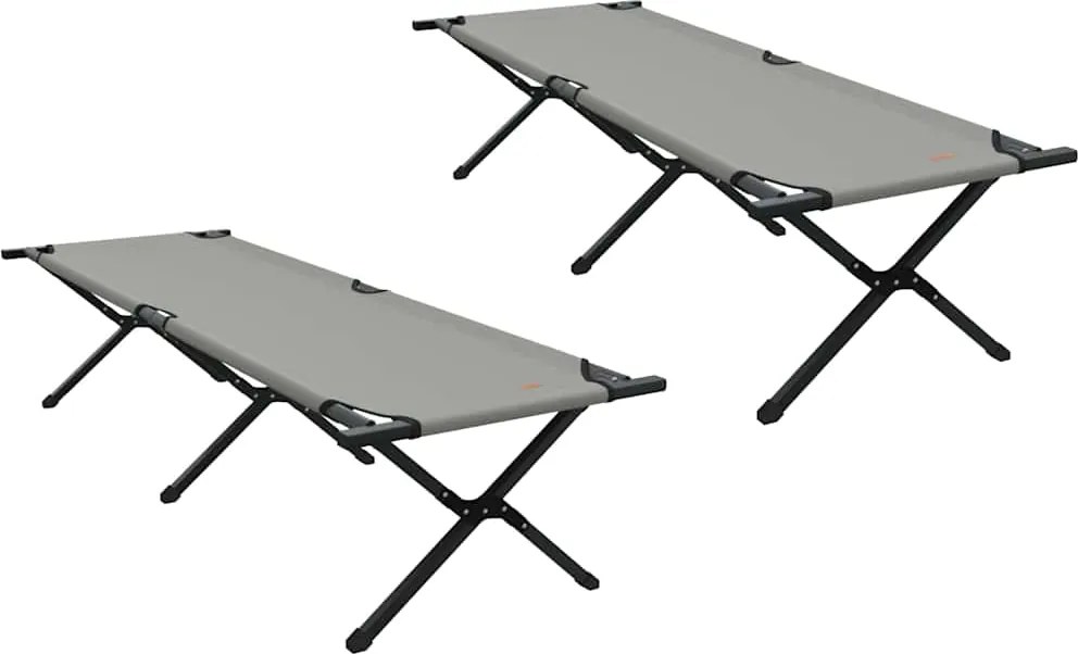vidaXL Pat pliabil pentru camping Manual 2 pcs Gri 193 x 69 x 45 cm