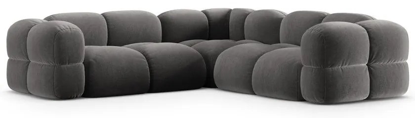 Colțar gri cu tapițerie din catifea Loretto – Cosmopolitan Design