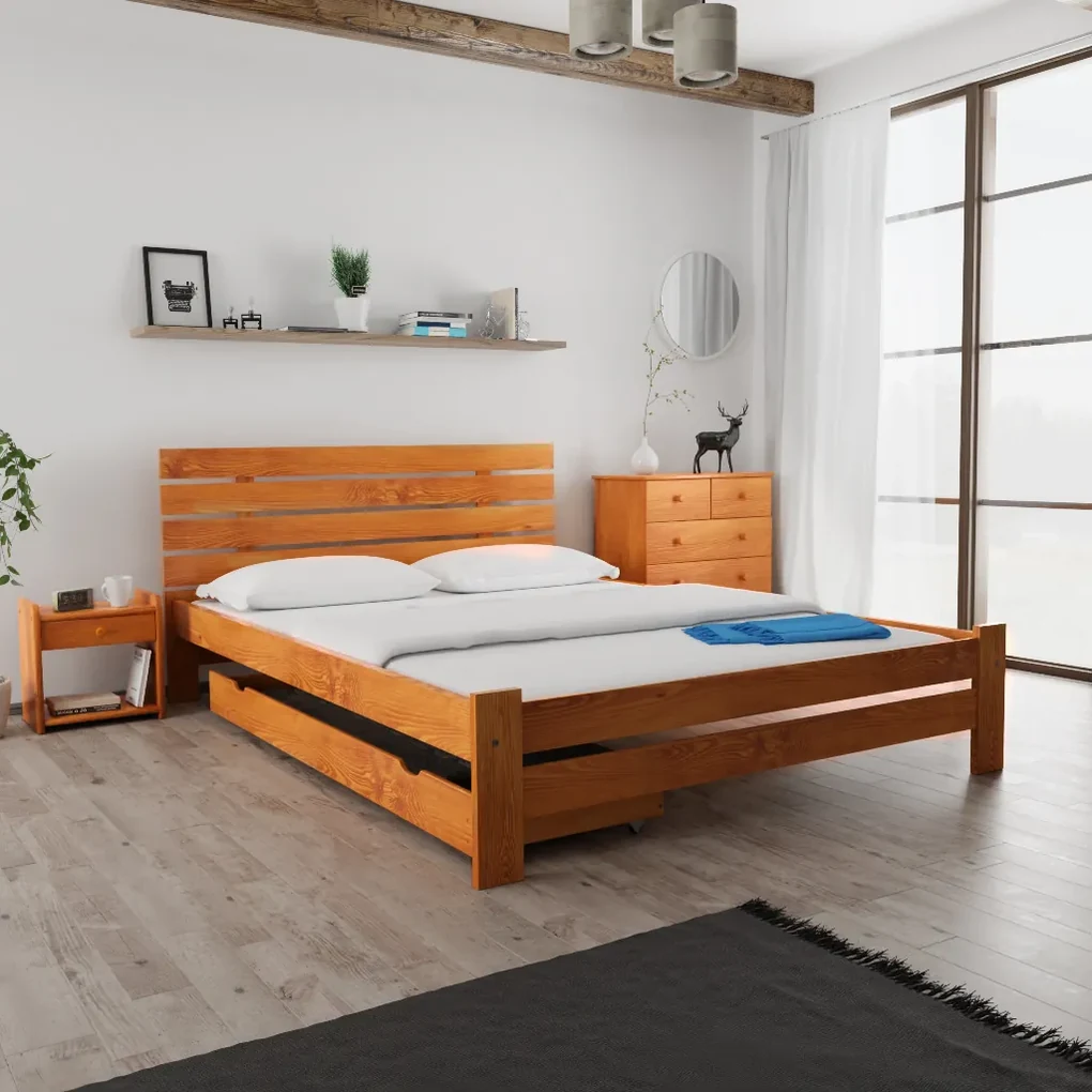 Pat inalt Paris, arin 120 x 200 cm Saltele: Cu saltele Deluxe 10 cm, Somiera pat: Cu lamele drepte