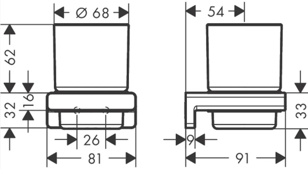 Suport pahar periute de dinti culoare crom Hansgrohe AddStoris 41749000 Crom lucios