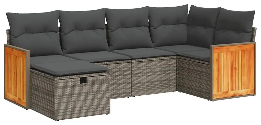 3326029 vidaXL Set mobilier grădină cu perne, 6 piese, gri, poliratan