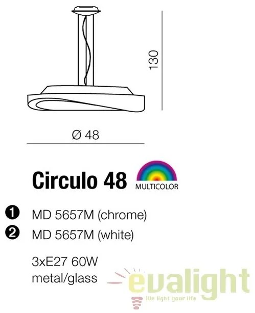 Lustra suspendata design modern 48cm Circulo chrom