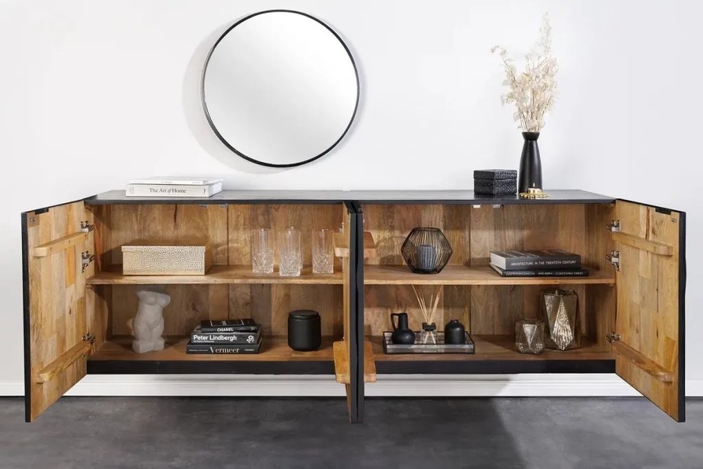 Comoda suspendata din lemn de mango Scorpion 180cm, negru A-44524 VC