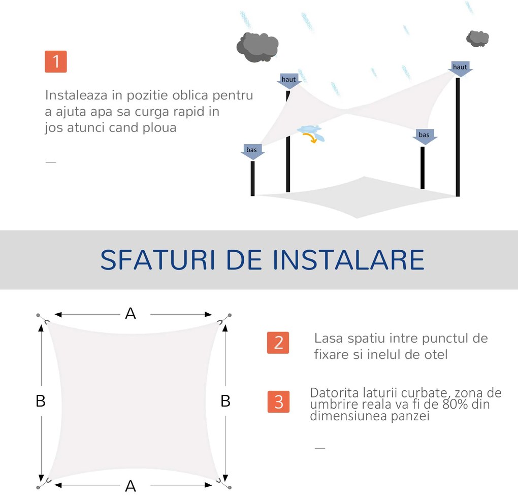 Outsunny Acoperiș Perdea Parasolar Dreptunghiular Protecție UV PE Crem pentru Grădină 4x6m | Aosom Romania