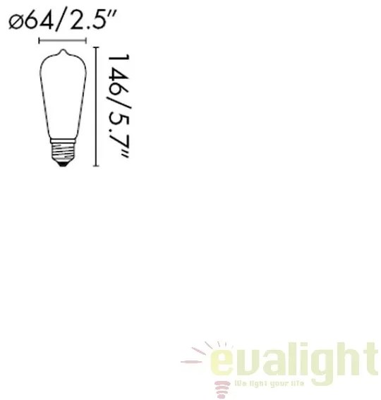 Bec LED decorativ dimabil FILAMENT amber E27 5W 2200K 17433