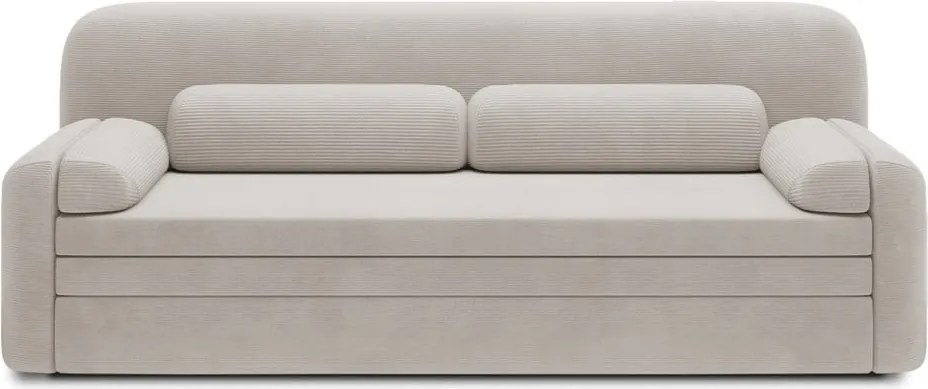 Canapea bej extensibilă/cu spațiu de depozitare cu tapițerie din catifea reiată 236 cm Elioss – ELTAP