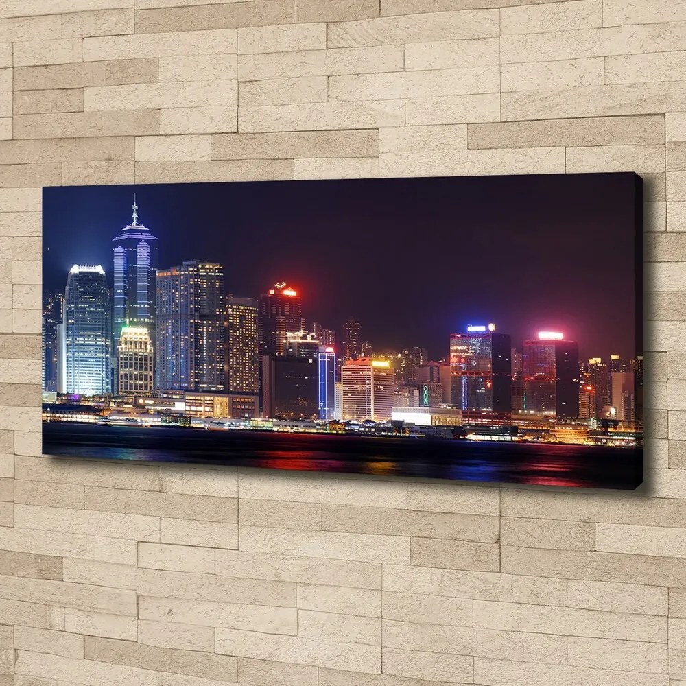 Print pe canvas Hong kong pe timp de noapte