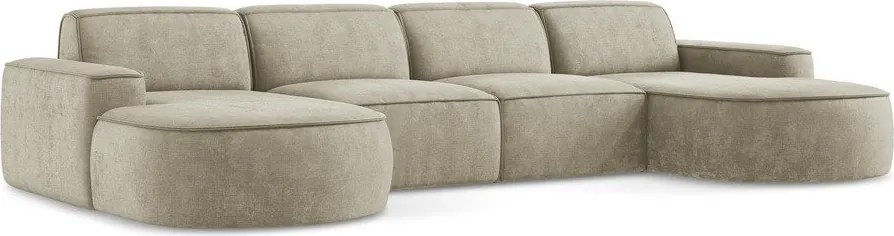 Colțar bej cu tapițerie din chenille (în formă de "U") Omao – Makamii