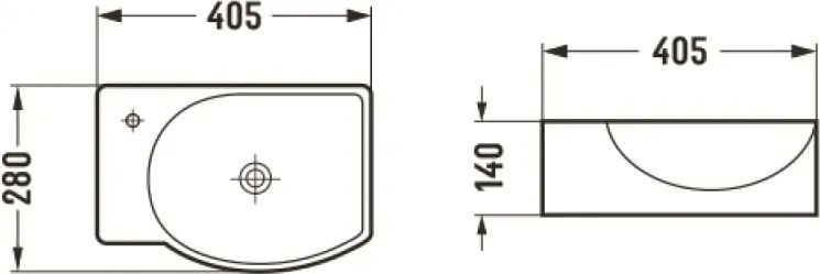 Mexen Mista chiuvetă de blat dreapta 40 x 28 cm, albă - 22174000R