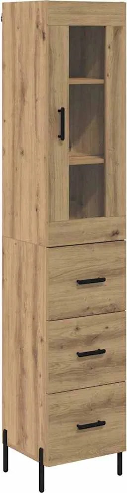 vidaXL Bufet Stejar Artizanal 34,5 x 34 x 180 cm Lemn compozit