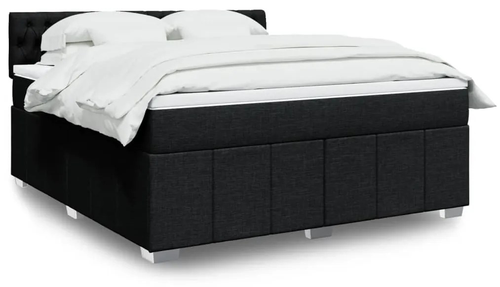 3289456 vidaXL Pat box spring cu saltea, negru, 180x200 cm, catifea