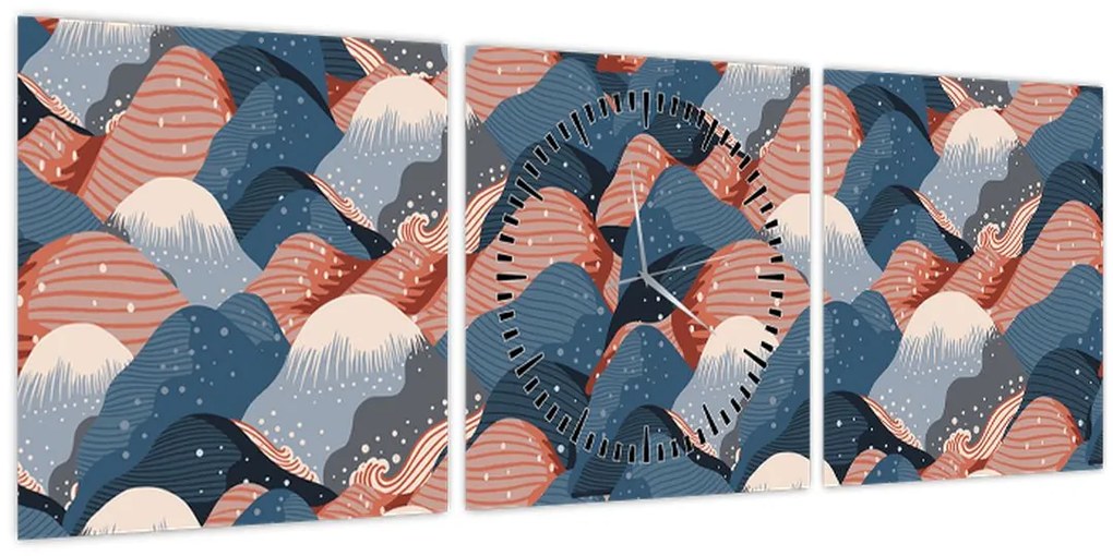 Tablou - Valuri și dealuri (cu ceas) (90x30 cm)