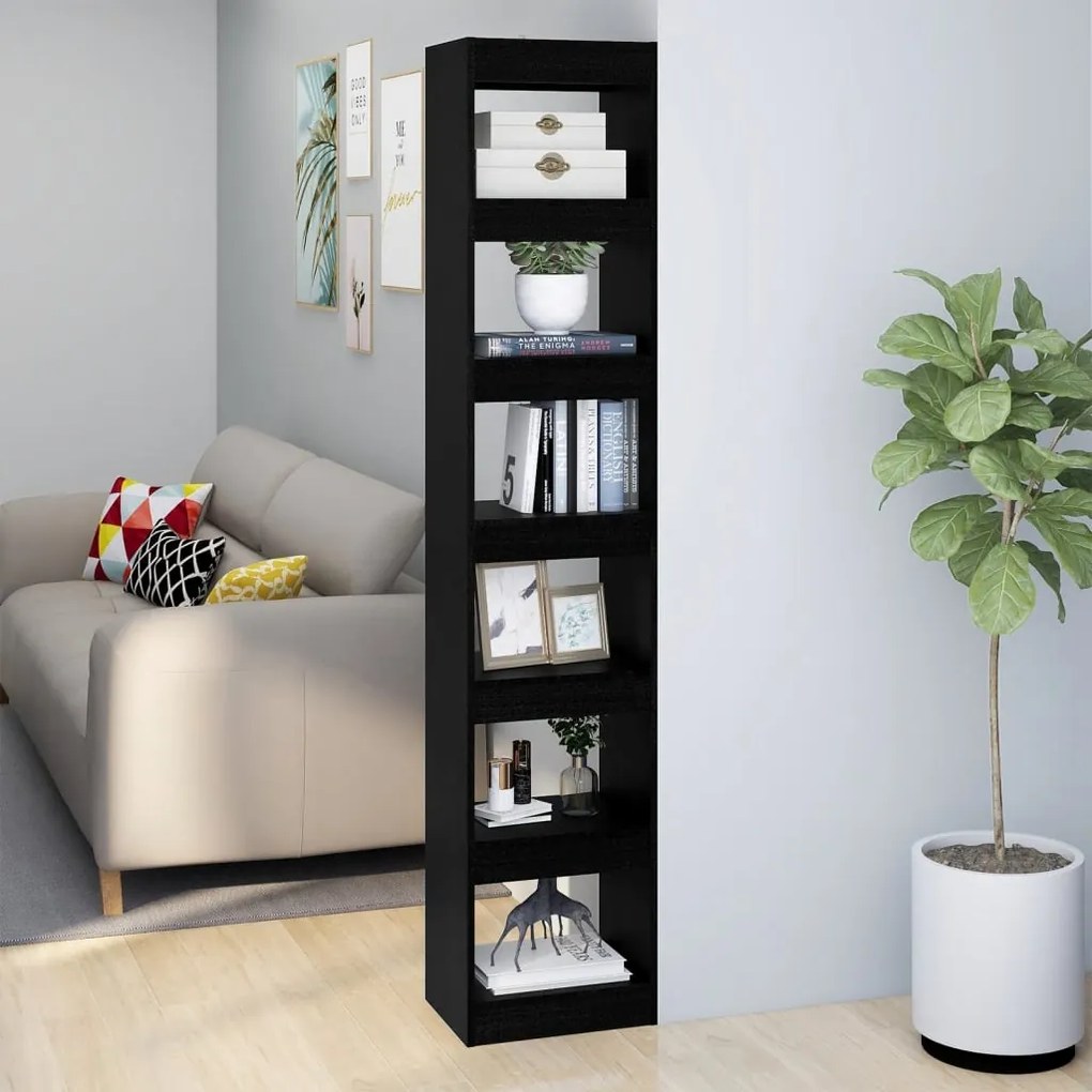 vidaXL Bibliotecă/Separator cameră, negru, 40x30x198 cm