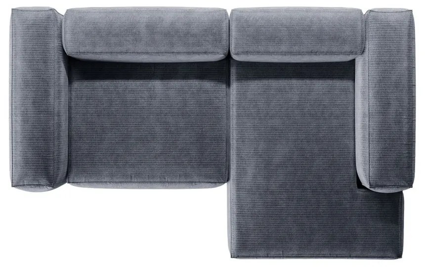 Colțar albastru prăfuit cu tapițerie din catifea reiată (cu colț pe partea dreaptă/cu șezlong) Bergamo – Cosmopolitan Design